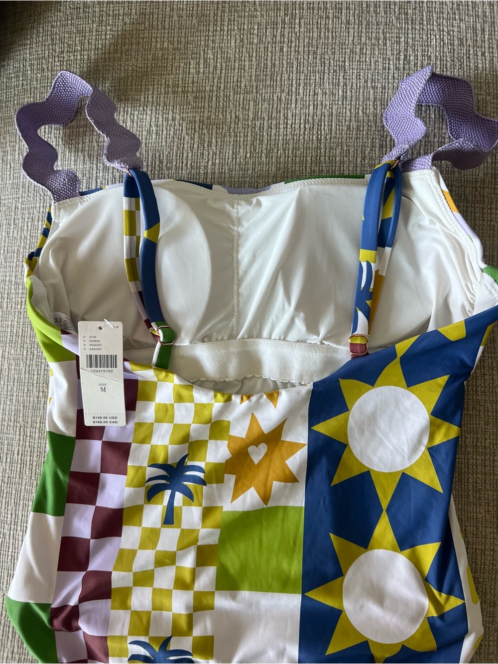 NWT Anthropologie One-Piece Swimsuit Multicolor Sun & Star Print size Medium - Picture 5 of 8